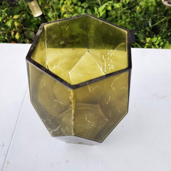 Beautiful Vintage Green Hexagon Vase Terrarium Decor Mid Century Modern Rustic F - Picture 6 of 16